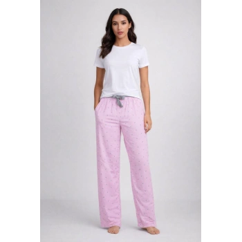 MARSiLYAN- Beli Fiyonklu Rahat Kesim Pamuklu Tek Alt Pijama KADIN BYATİ010