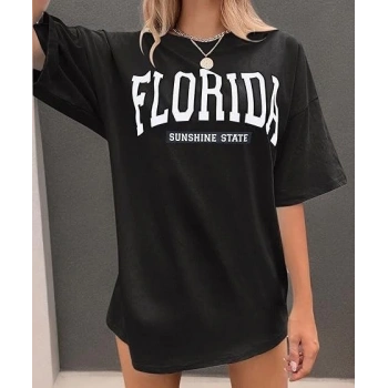 MARSiLYAN- Bisiklet Yaka Baskılı T-shirt - Siyah