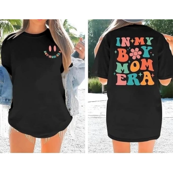 MARSiLYAN- Bisiklet Yaka Kısa Kol Baskılı T-shirt - Siyah