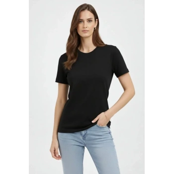 MARSiLYAN- Bisiklet Yaka Tişört Regular Kalıp Basic Pamuklu Günlük Kullanım T-shirt - Siyah