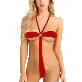 MARSİLYAN-- Büyük Beden Fantezi İç Giyim Kırmızı Seksi İç Çamaşırı Takımı