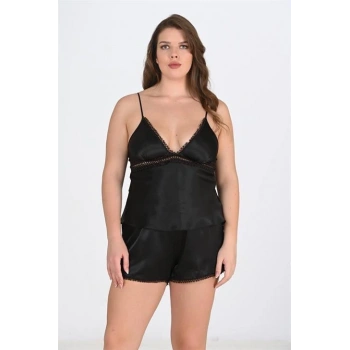 MARSiLYAN-  Büyük Beden Siyah Şort Takımı