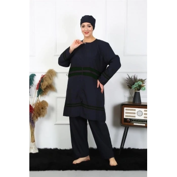 MARSiLYAN- Büyük Beden Tesettür Mayo Lacivert