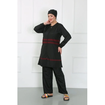 MARSiLYAN- Büyük Beden Tesettür Mayo Siyah