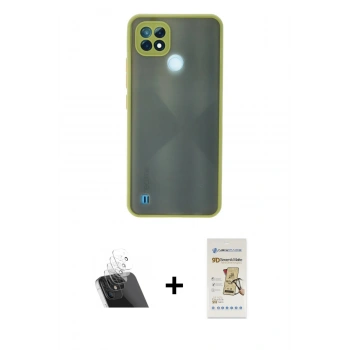 MARSİLYAN™- C21 Kılıf Ahenk Çizgi Serisi - Siyah Mat Seramik Nano Ekran Koruyucu + Kamera Lens Koruma Cam - SF