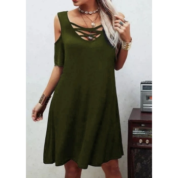 MARSiLYAN- Dekolteli Bağcık Detay Viskon Kumaş Elbise