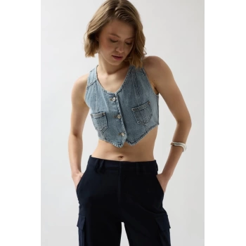 MARSiLYAN- Denim Cepli Yelek