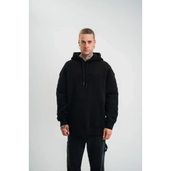 MARSiLYAN- Double Oversize Kapşonlu Nakışlı SweatShirt - Siyah