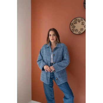 MARSiLYAN-  Düğmeli Ekoseli Kaban
