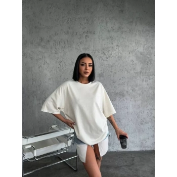 MARSiLYAN- Düz Biskilet Yaka  T-shirt - Beyaz