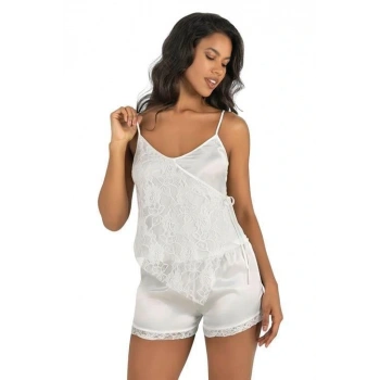 MARSiLYAN-  Ekru Saten Şort Takımı 9204