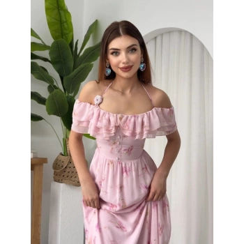 MARSiLYAN- Elmi Çiçek Detaylı Elbise