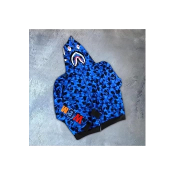 MARSiLYAN- Erkek 2 İplik Bape Kapüşonu Fermuarlı Hırka