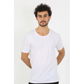 MARSiLYAN- Erkek Açık Yaka Beyaz Penye Atlet