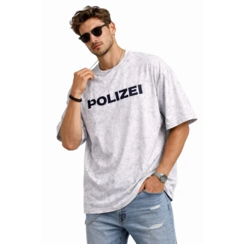 MARSiLYAN- Erkek Asit Yıkamalı Oversize Tişört ön Ve Arkası Baskılı %100 Pamuk Street Style T-Shirt - Beyaz