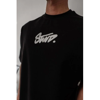 MARSiLYAN- Erkek Baskılı Oversize T-shirt - Siyah