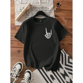 MARSiLYAN- Erkek Baskılı Oversize T-shirt - Siyah