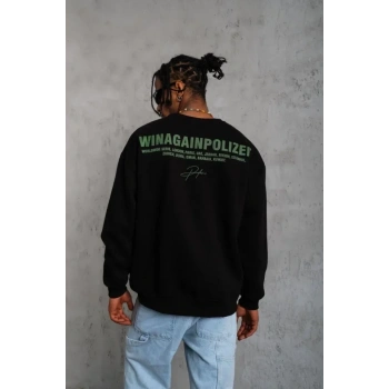 MARSiLYAN- Erkek Baskılı Sweat - Siyah