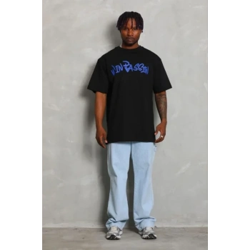 MARSiLYAN- Erkek Baskılı T-Shirt Kısa Kol Bisiklet Yaka Regular Fit Rahat Kalıp Günlük Tişört - Siyah