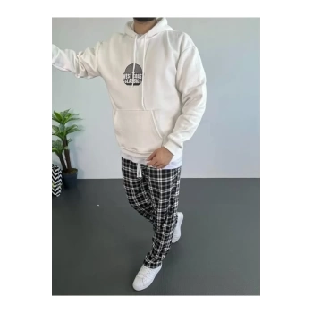 MARSiLYAN- Erkek Baskılı Üç İplik Kapüşonlu Oversize Sweatshirt