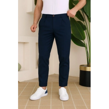 MARSiLYAN- Erkek Belden Düğmeli Cepli Dokuma Pantolon