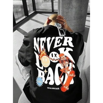 MARSiLYAN- Erkek Bisiklet Yaka Kısa Kol Baskılı T-shirt - Siyah