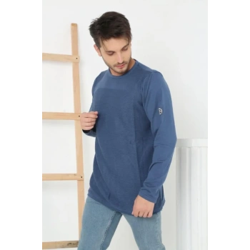 MARSiLYAN- Erkek Biskilet Yaka Kolu Armalı - Koyu Mavi