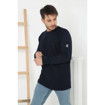 MARSiLYAN- Erkek Biskilet Yaka Kolu Armalı - Lacivert