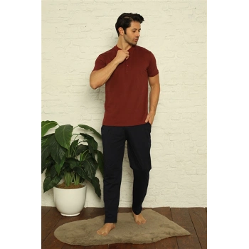 MARSiLYAN- Erkek Bordo 3lü Pijama Takım Bordo
