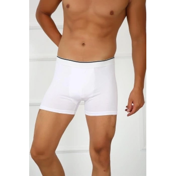 MARSiLYAN- Erkek Büyük Beden Pamuklu Likralı Boxer Beyaz