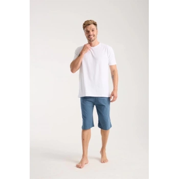 MARSiLYAN- Erkek Cepli Pamuk Penye Şort İndigo