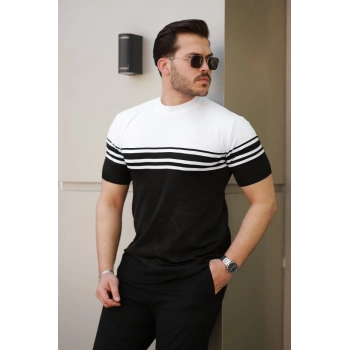 MARSiLYAN- Erkek çizgili Kısa Kollu T-shirt