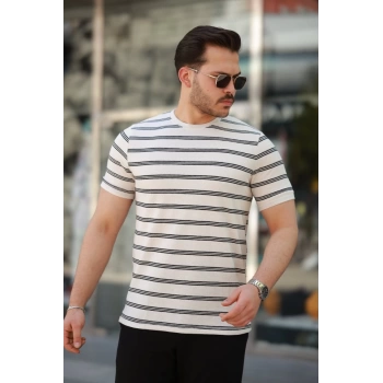MARSiLYAN- Erkek çizgili Kısa Kollu Tshirt