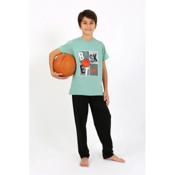 MARSiLYAN- Erkek Çocuk Kısa Kol Penye Pijama Takım SuYeşili