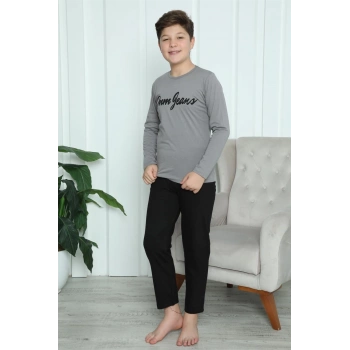 MARSiLYAN- Erkek Çocuk Penye Pijama Takım Füme