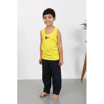 MARSiLYAN- Erkek Çocuk Sıfır Kol Penye Pijama Takım Sarı
