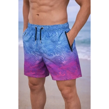 MARSiLYAN- Erkek Deniz Şortu Fermuarlı Cepli File Astarlı Hızlı Kuruyan Premium - Çok Renkli
