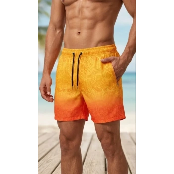 MARSiLYAN- Erkek Deniz Şortu Fermuarlı Cepli File Astarlı Hızlı Kuruyan Premium - Çok Renkli