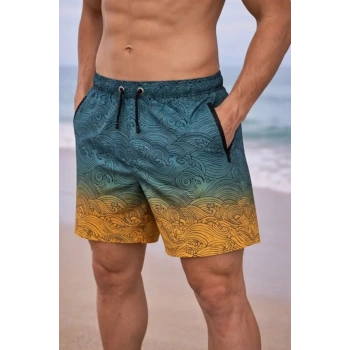 MARSiLYAN- Erkek Deniz Şortu Fermuarlı Cepli File Astarlı Hızlı Kuruyan Premium - Çok Renkli