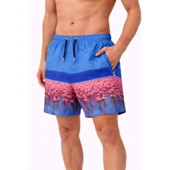 MARSiLYAN- Erkek Deniz Şortu Fermuarlı Cepli File Astarlı Hızlı Kuruyan Premium - Mavi