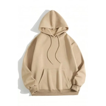 MARSiLYAN- Erkek Düz Kapüşonlu Sweat - Bej