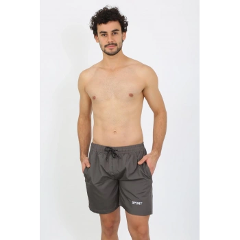 MARSiLYAN- Erkek Fermuar Cepli Deniz Şortu Füme