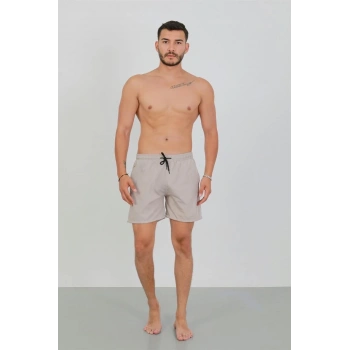 MARSiLYAN- Erkek Fermuarlı Cepli Deniz Şortu Bej