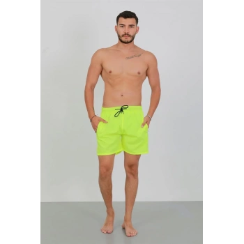MARSiLYAN- Erkek Fermuarlı Cepli Deniz Şortu Neon Yeşil