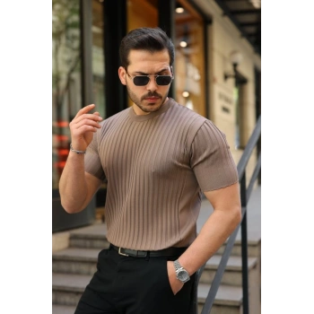 MARSiLYAN- Erkek Fitilli Bisiklet Yaka Kısa Kollu Tişört