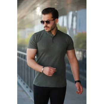 MARSiLYAN- Erkek Hakim Yaka Dokuma Pamuklu Kumaş Kısa Kollu Tişört