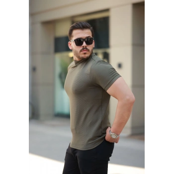 MARSiLYAN- Erkek Ince çizgi Dokulu Kısa Kollu Tişört