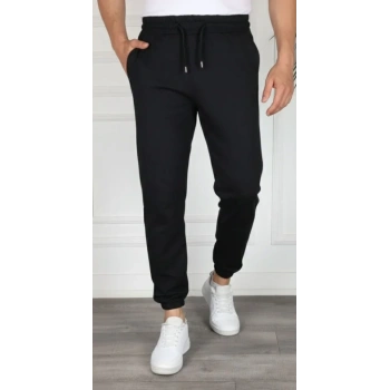 MARSiLYAN- Erkek Jogger Eşofman Altı Rahat Kalıp, Cepli, Lastikli Paça, Günlük Spor Pantolon - Siyah