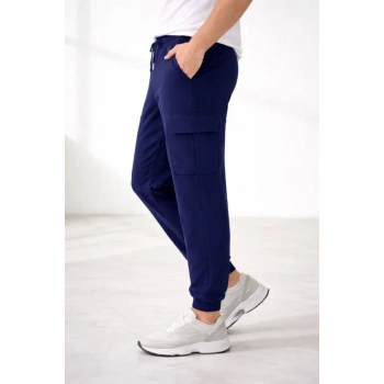 MARSiLYAN- Erkek Jogger Eşofman Altı Regular Fit , Kargo Cepli, Lastikli Paça, Günlük Spor Pantolon - Lacivert