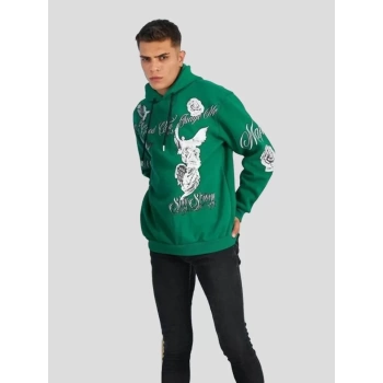MARSiLYAN- Erkek Kapüşonlu Strong Heykel Baskılı Sweatshirt